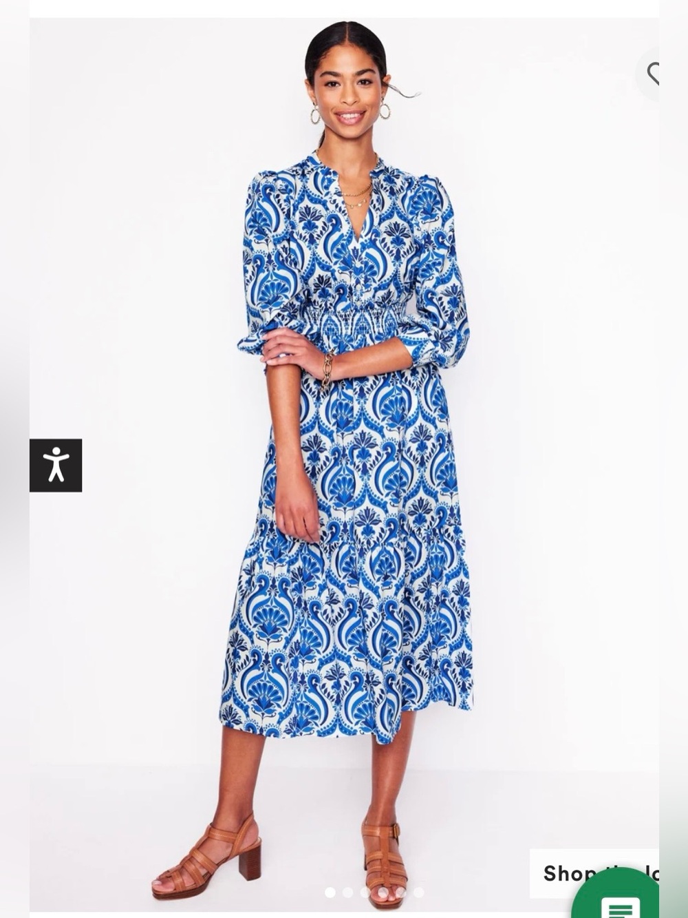 Boden Elena Tiered Cotton Midi Dress EUC